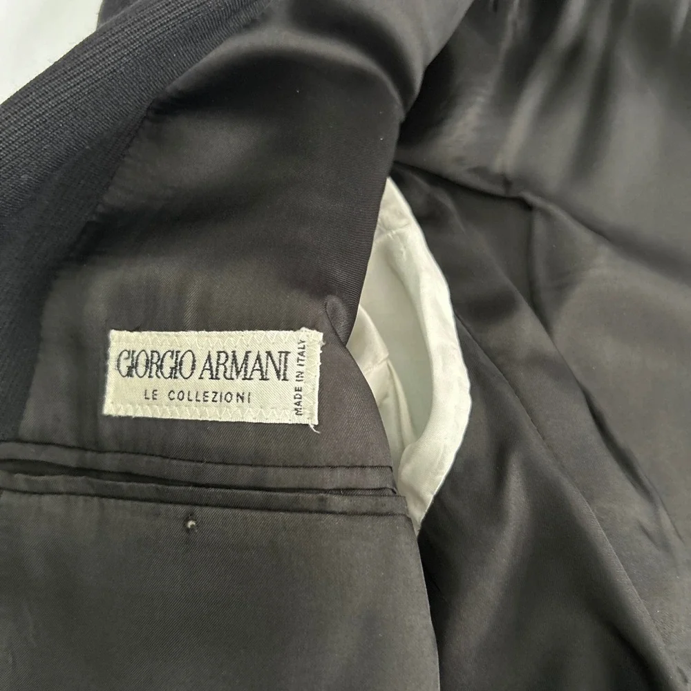 Giorgio Armani Le Collezioni VTG Mens Black Wool Blazer Jacket‎ Made in Italy 42